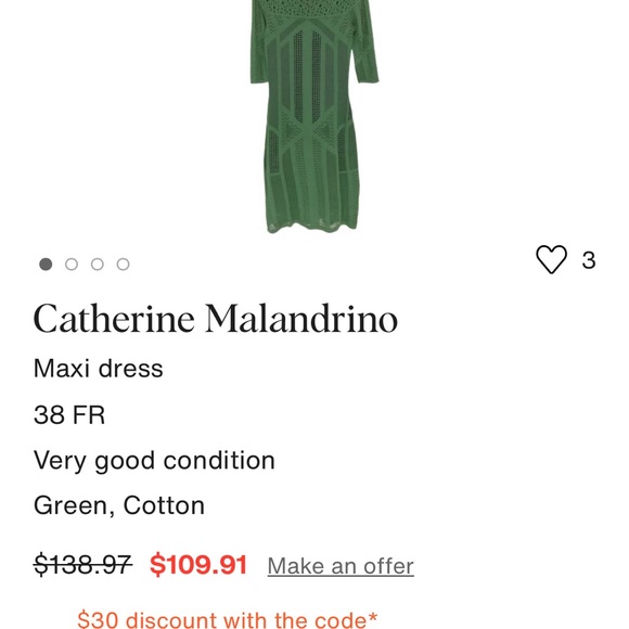 Catherine Malandrino green knit dress size petite cotton lining - Picture 10 of 11
